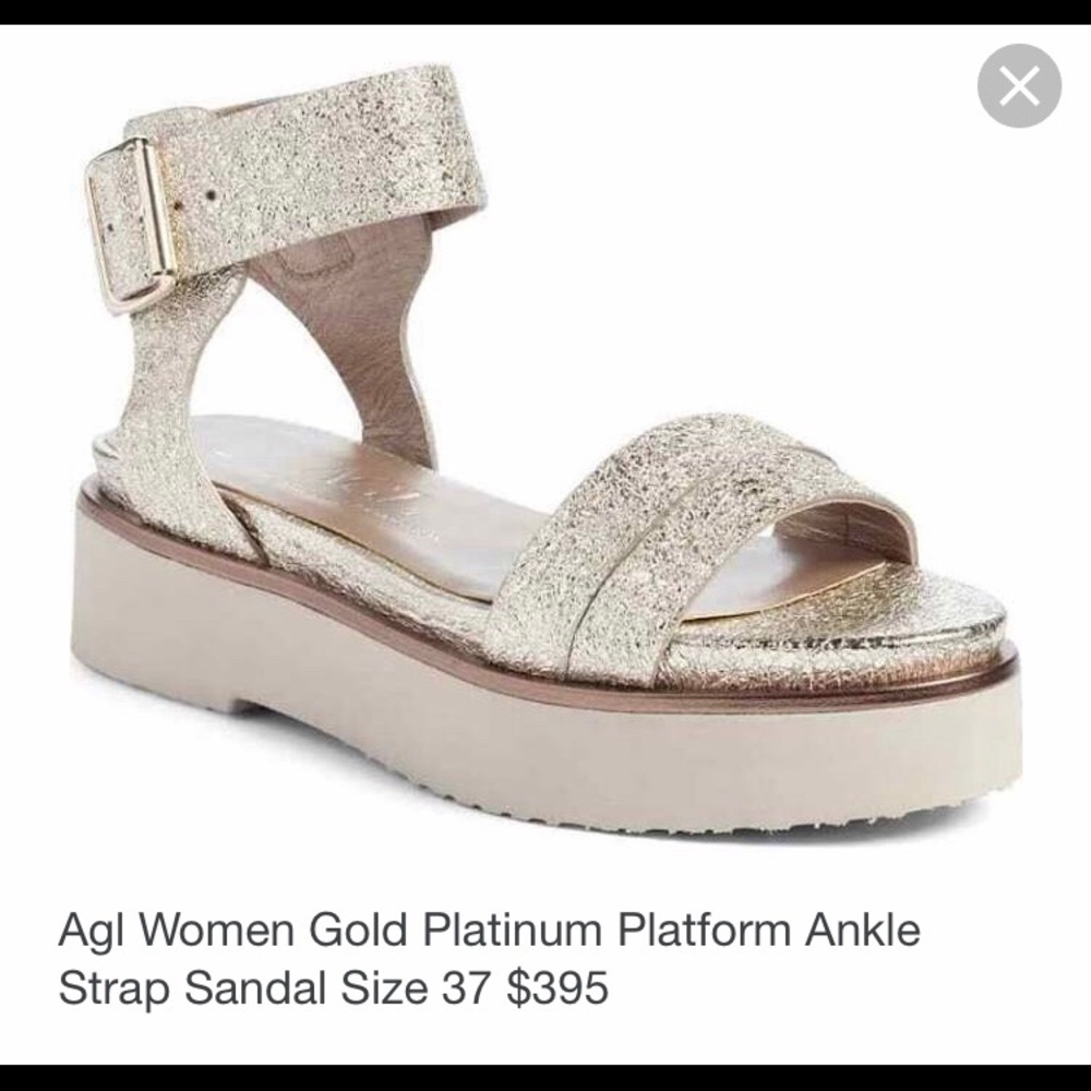 AGL Gold platform leather sandal